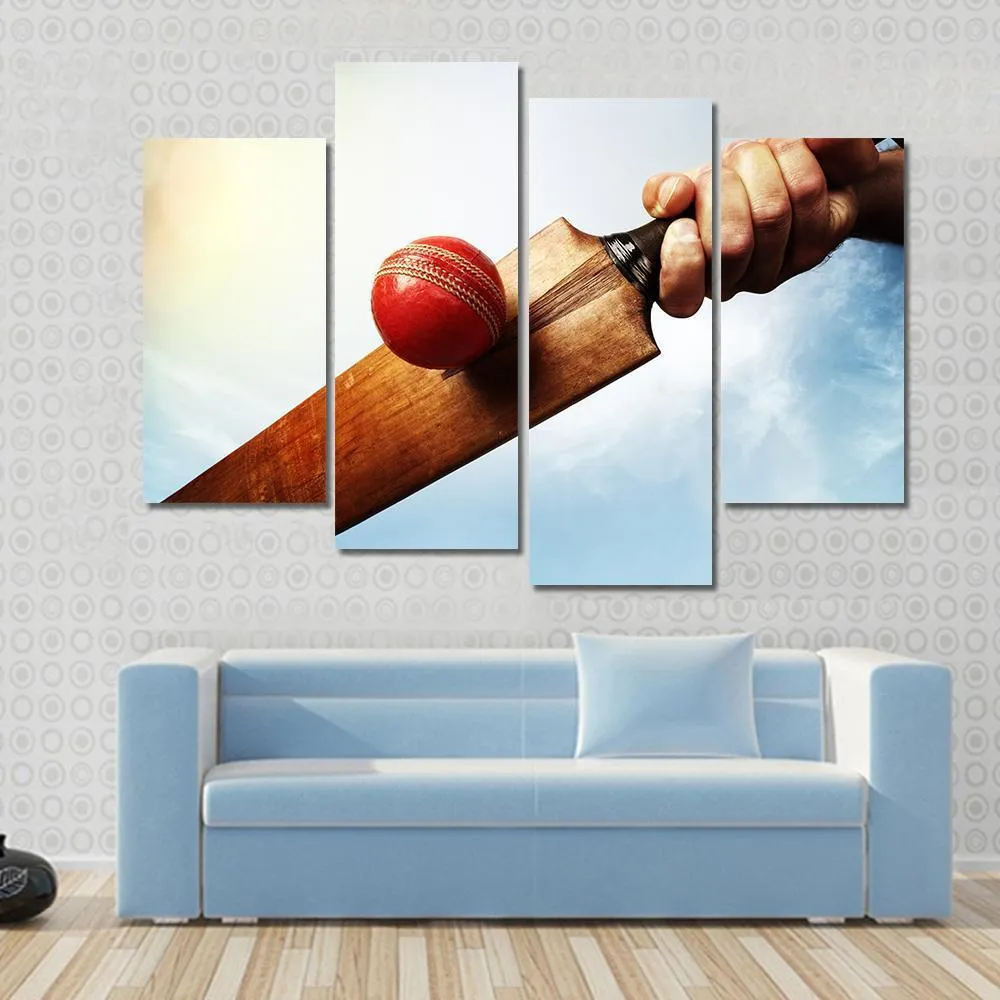 Batsman Hitting A Ball Canvas Wall Art