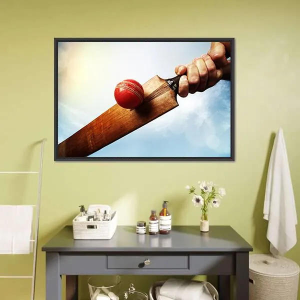 Batsman Hitting A Ball Canvas Wall Art