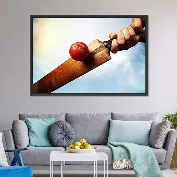 Batsman Hitting A Ball Canvas Wall Art