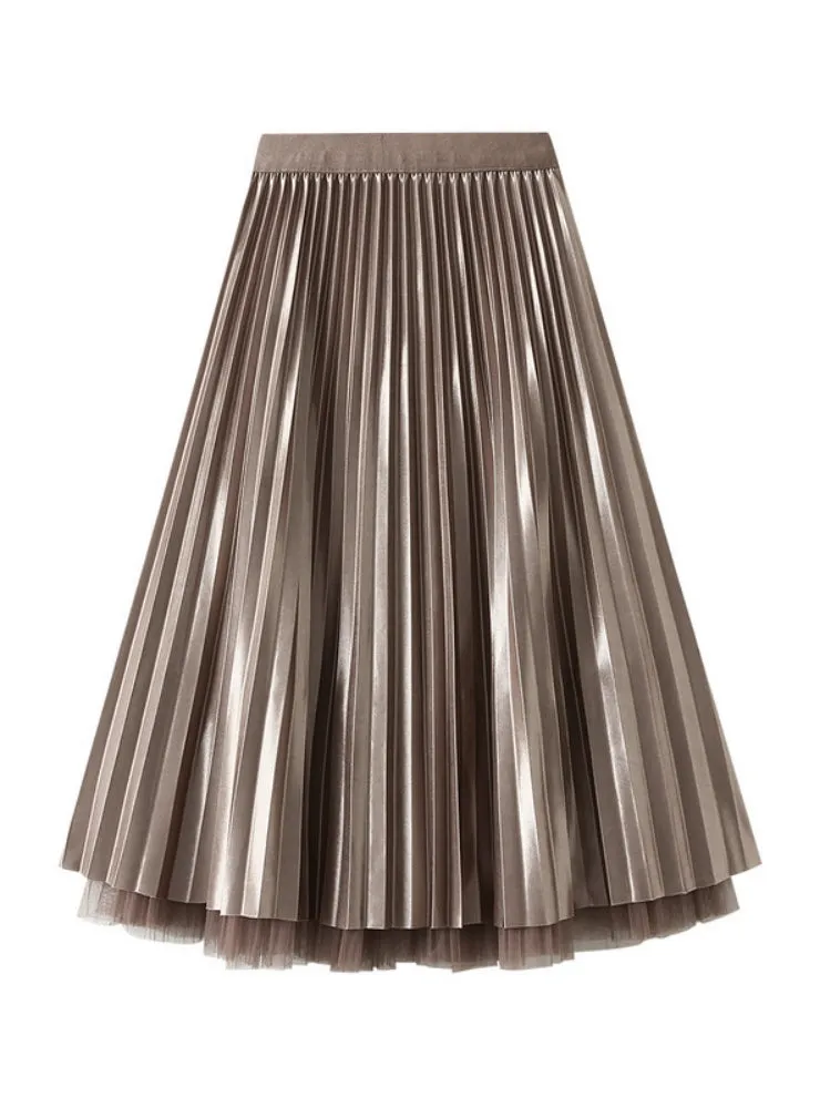 Beaded Gauze Pleated Skirt