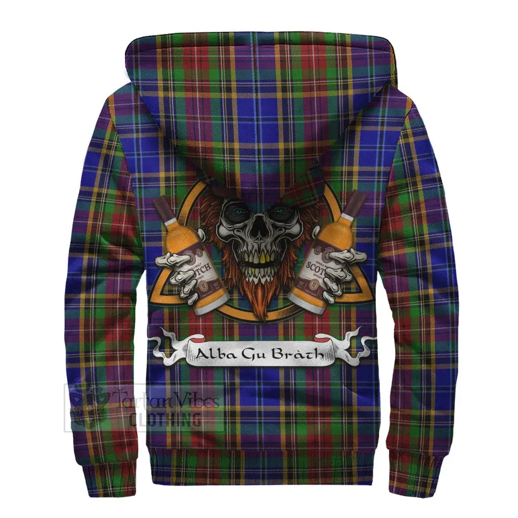 Beattie (Beatty) Tartan Sherpa Hoodie with Family Crest and Bearded Skull Holding Bottles of Whiskey