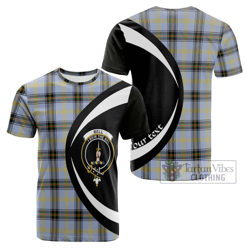 Bell of the Borders Tartan Cotton T-shirt with Family Crest Circle Style