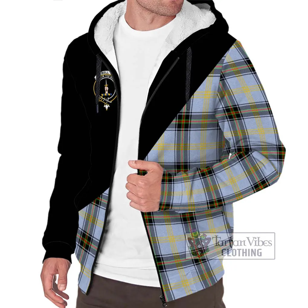 Bell of the Borders Tartan Sherpa Hoodie with Family Crest and Military Logo Style