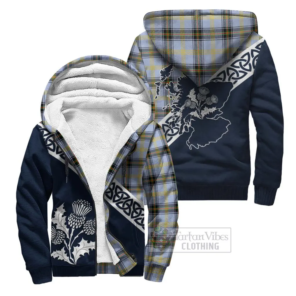 Bell Tartan Sherpa Hoodie Featuring Thistle and Scotland Map