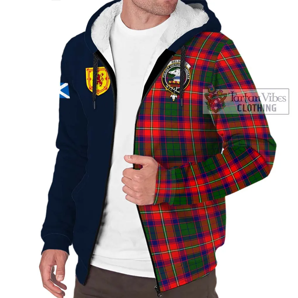 Belsches Tartan Sherpa Hoodie Alba with Scottish Lion Royal Arm Half Style