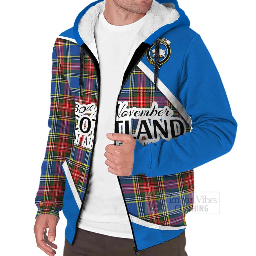 Bethune Family Crest Tartan Sherpa Hoodie Celebrate Saint Andrew's Day in Style