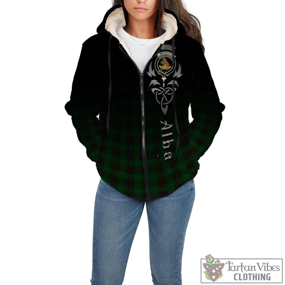 Beveridge Tartan Sherpa Hoodie Featuring Alba Gu Brath Family Crest Celtic Inspired