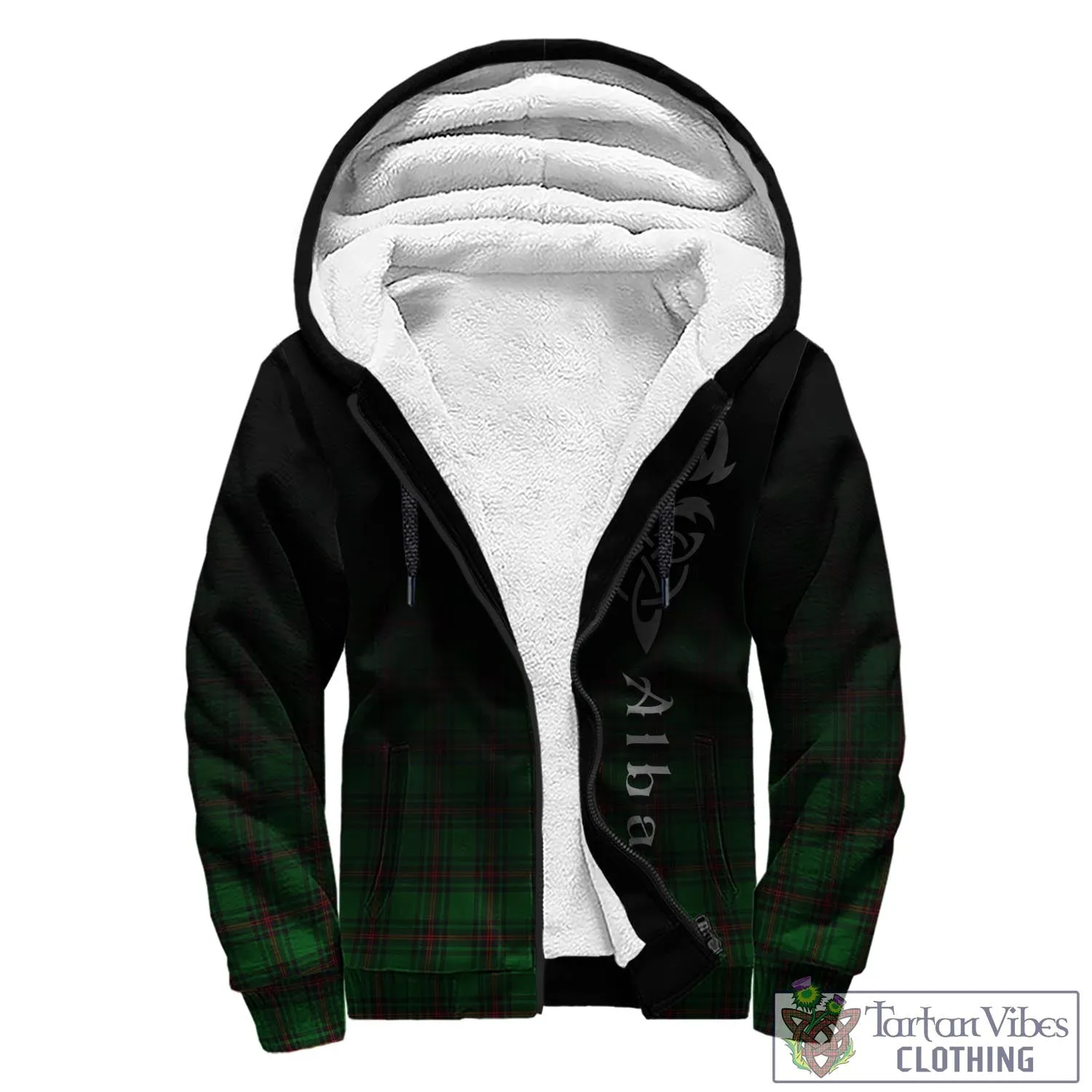 Beveridge Tartan Sherpa Hoodie Featuring Alba Gu Brath Family Crest Celtic Inspired