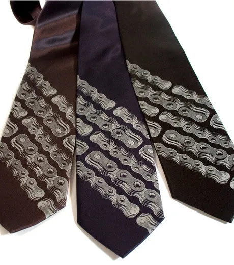 Bike Chain Stripe Silk Necktie