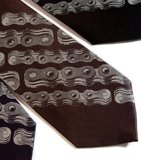 Bike Chain Stripe Silk Necktie