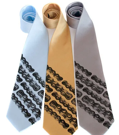 Bike Chain Stripe Silk Necktie