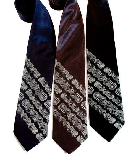 Bike Chain Stripe Silk Necktie