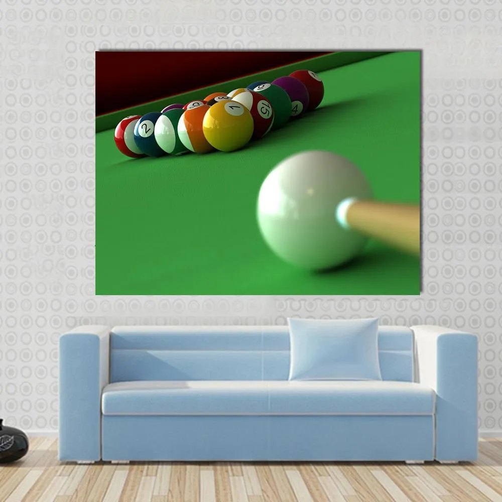 Billiard Balls & Table Canvas Wall Art