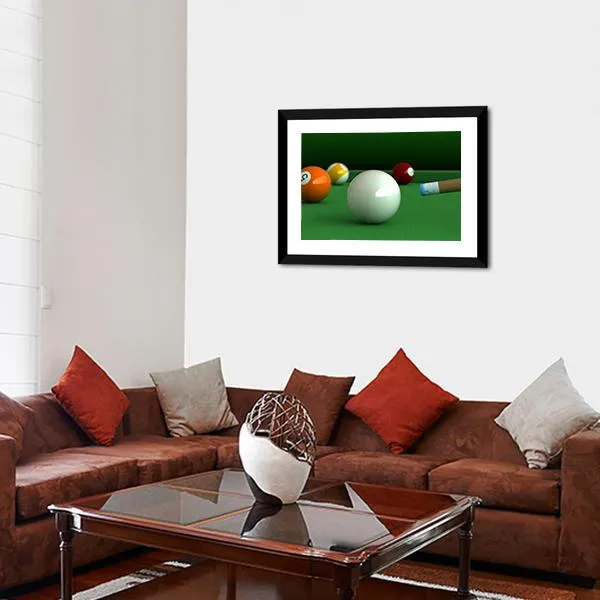 Billiard Balls And Table Canvas Wall Art