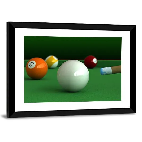 Billiard Balls And Table Canvas Wall Art