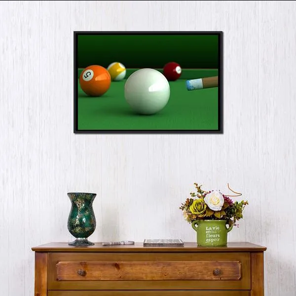 Billiard Balls And Table Canvas Wall Art