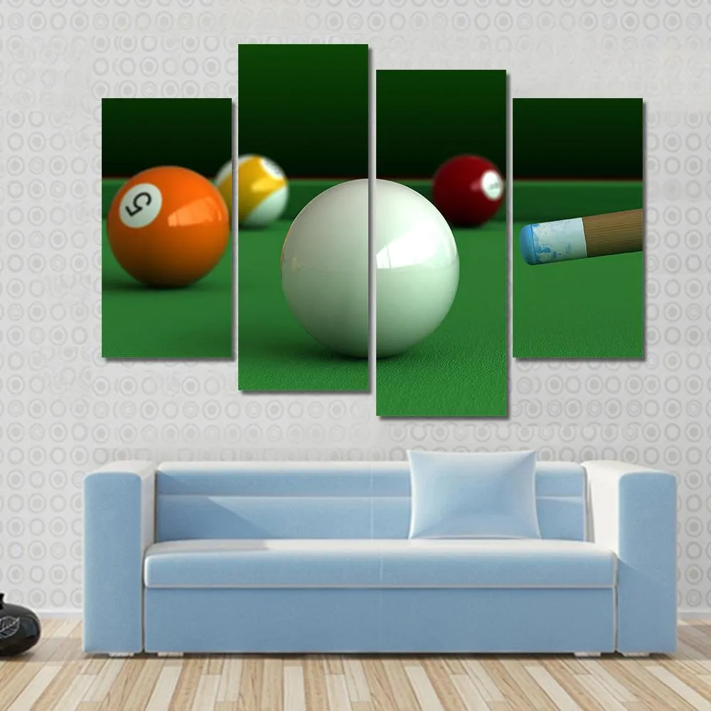 Billiard Balls And Table Canvas Wall Art