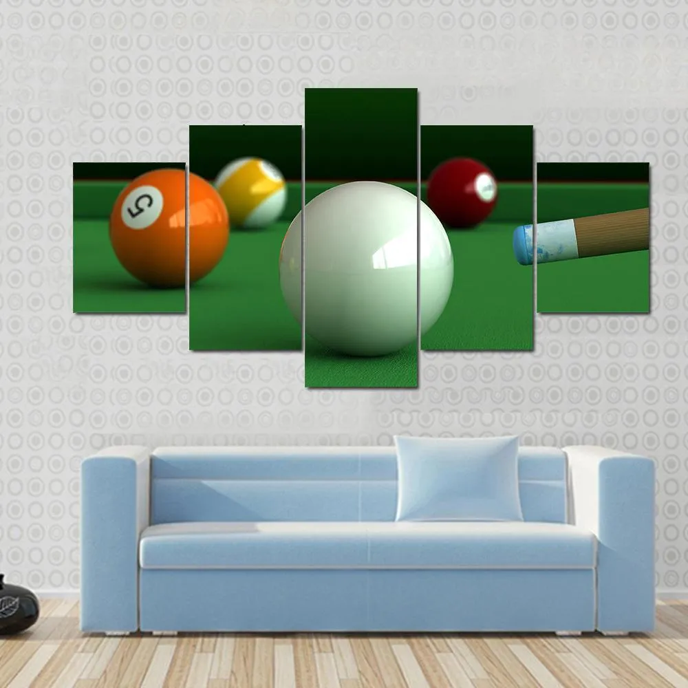 Billiard Balls And Table Canvas Wall Art