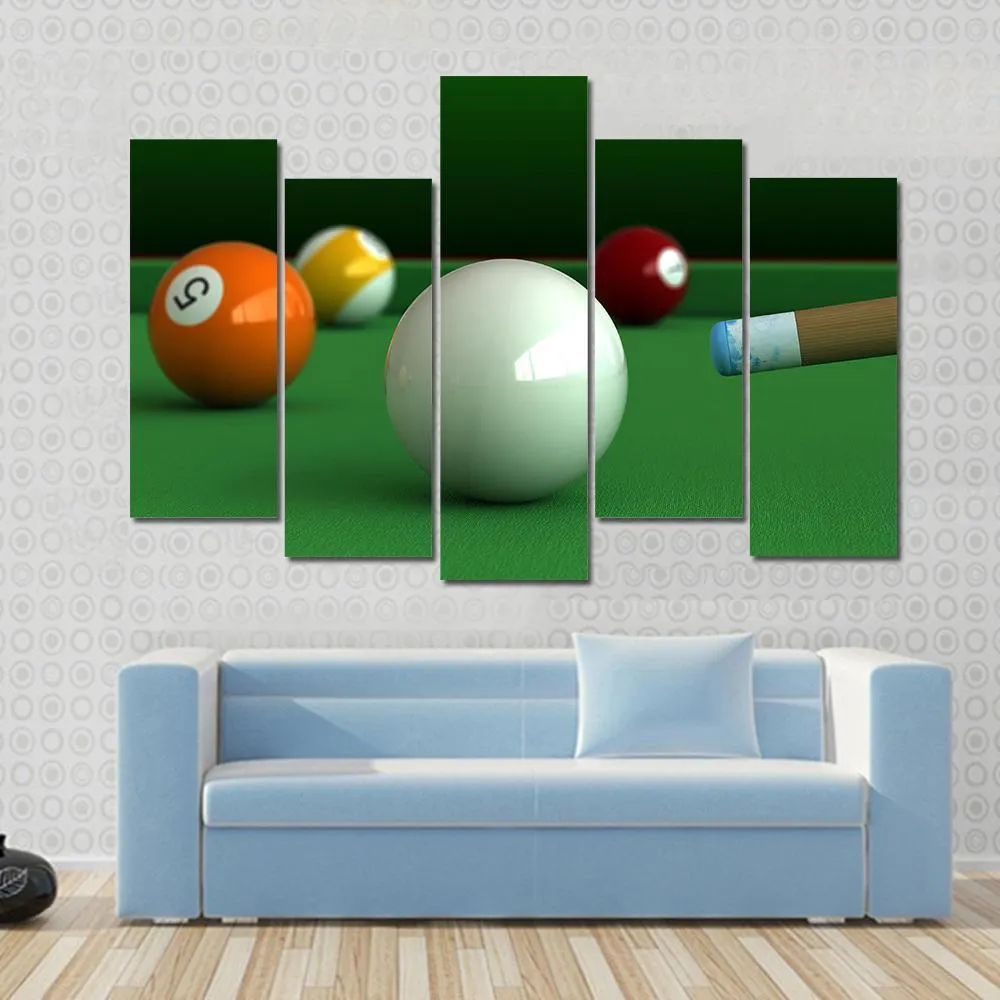 Billiard Balls And Table Canvas Wall Art