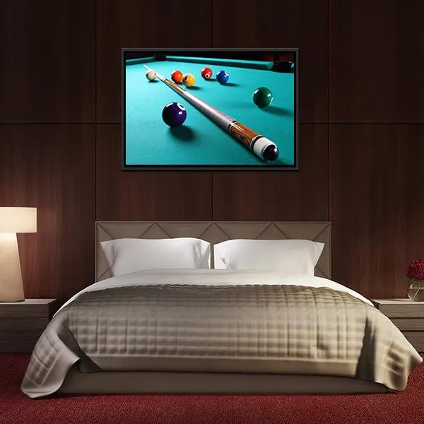 Billiard Table With Equipment Canvas Wall Art