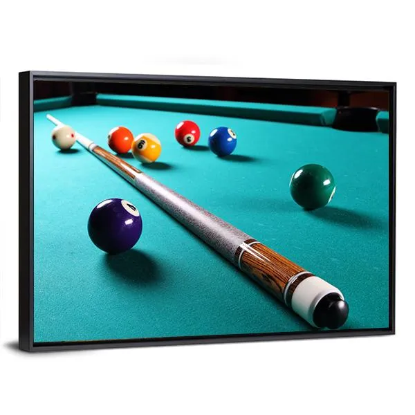 Billiard Table With Equipment Canvas Wall Art