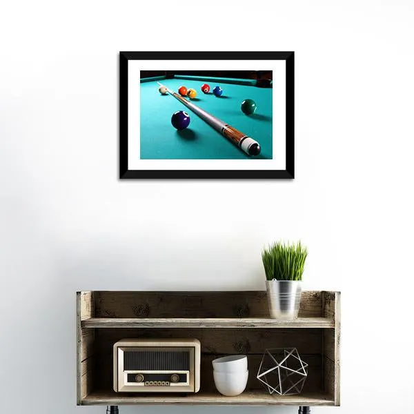 Billiard Table With Equipment Canvas Wall Art