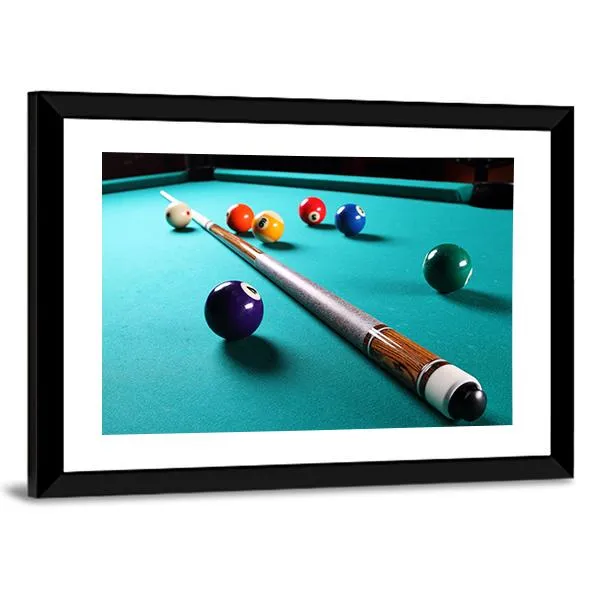 Billiard Table With Equipment Canvas Wall Art