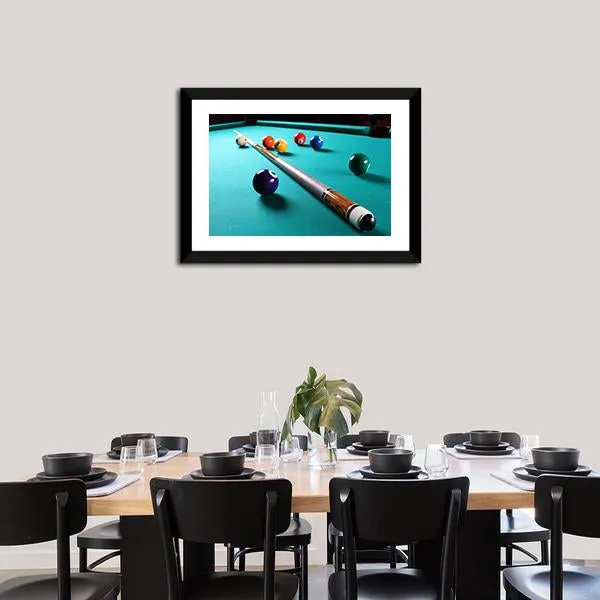 Billiard Table With Equipment Canvas Wall Art