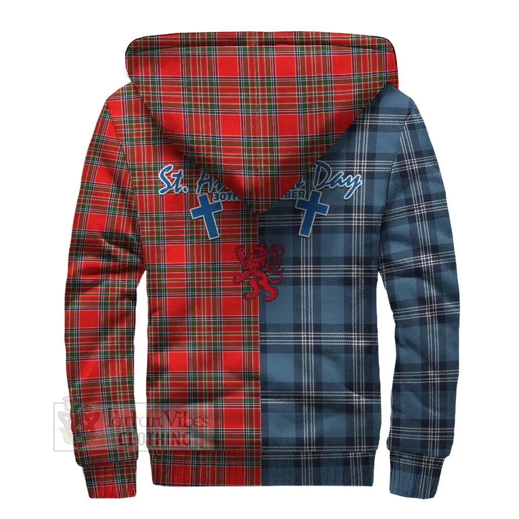 Binning Tartan Sherpa Hoodie Happy St. Andrew's Day Half Tartan Style