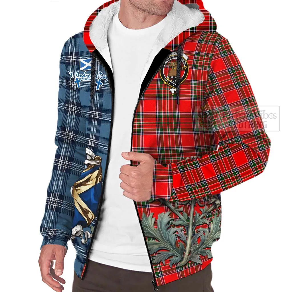 Binning Tartan Sherpa Hoodie Happy St. Andrew's Day Half Tartan Style