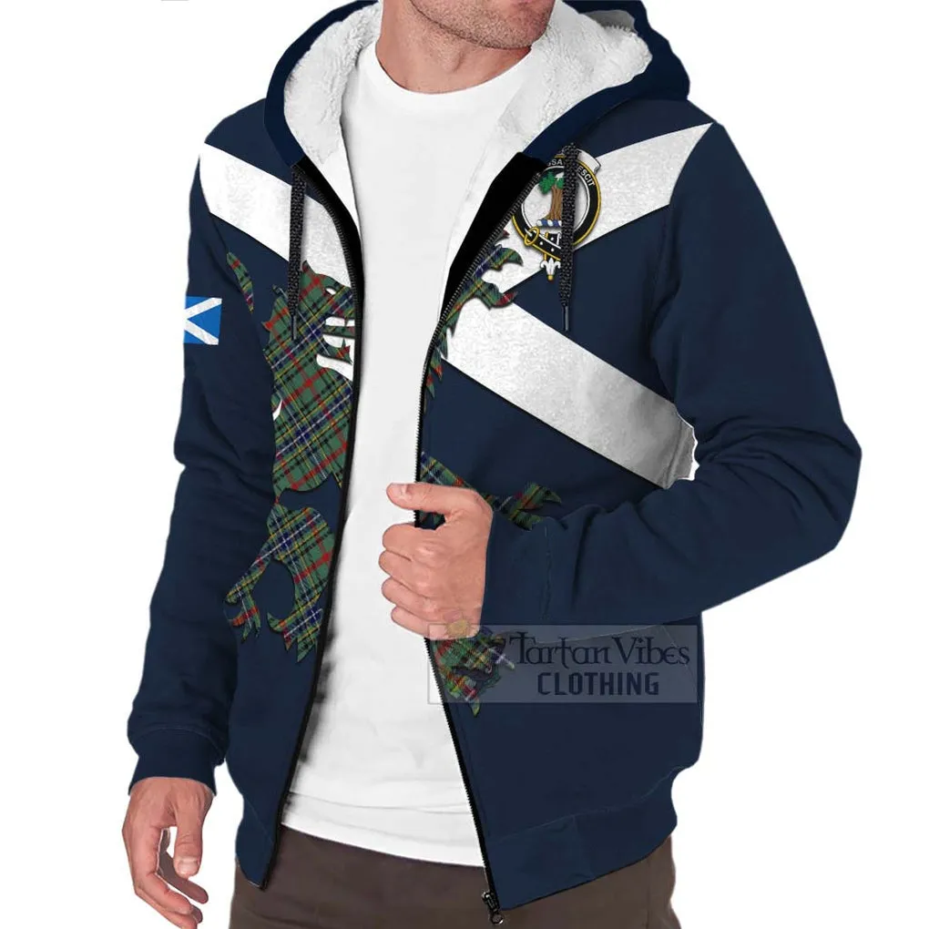 Bisset Tartan Lion Rampant Sherpa Hoodie  Proudly Display Your Heritage with Alba Gu Brath and Clan Name