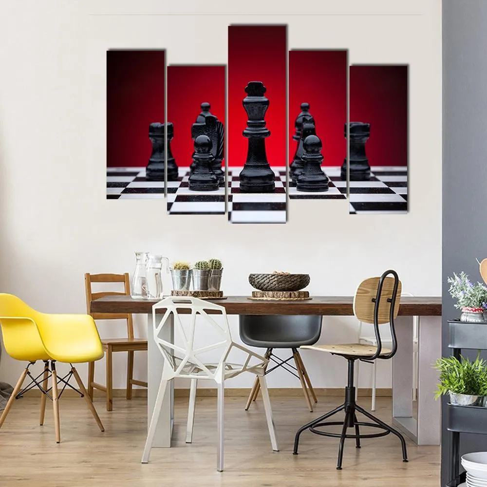 Black Chess Pieces Canvas Wall Art