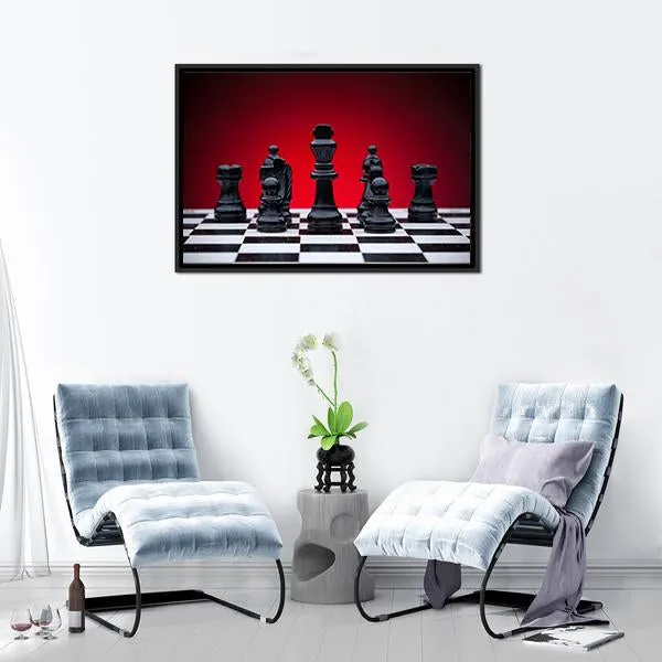 Black Chess Pieces Canvas Wall Art