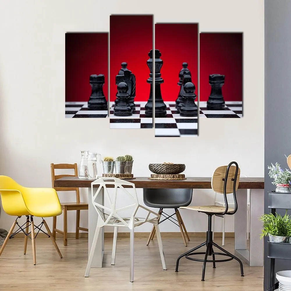 Black Chess Pieces Canvas Wall Art