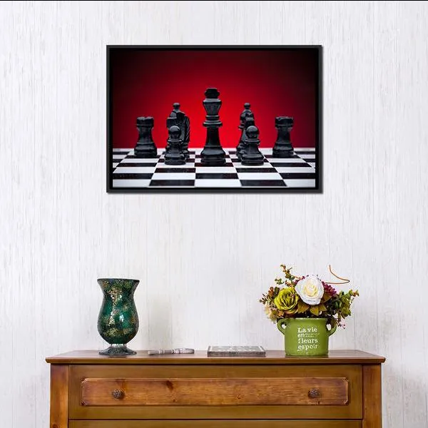 Black Chess Pieces Canvas Wall Art