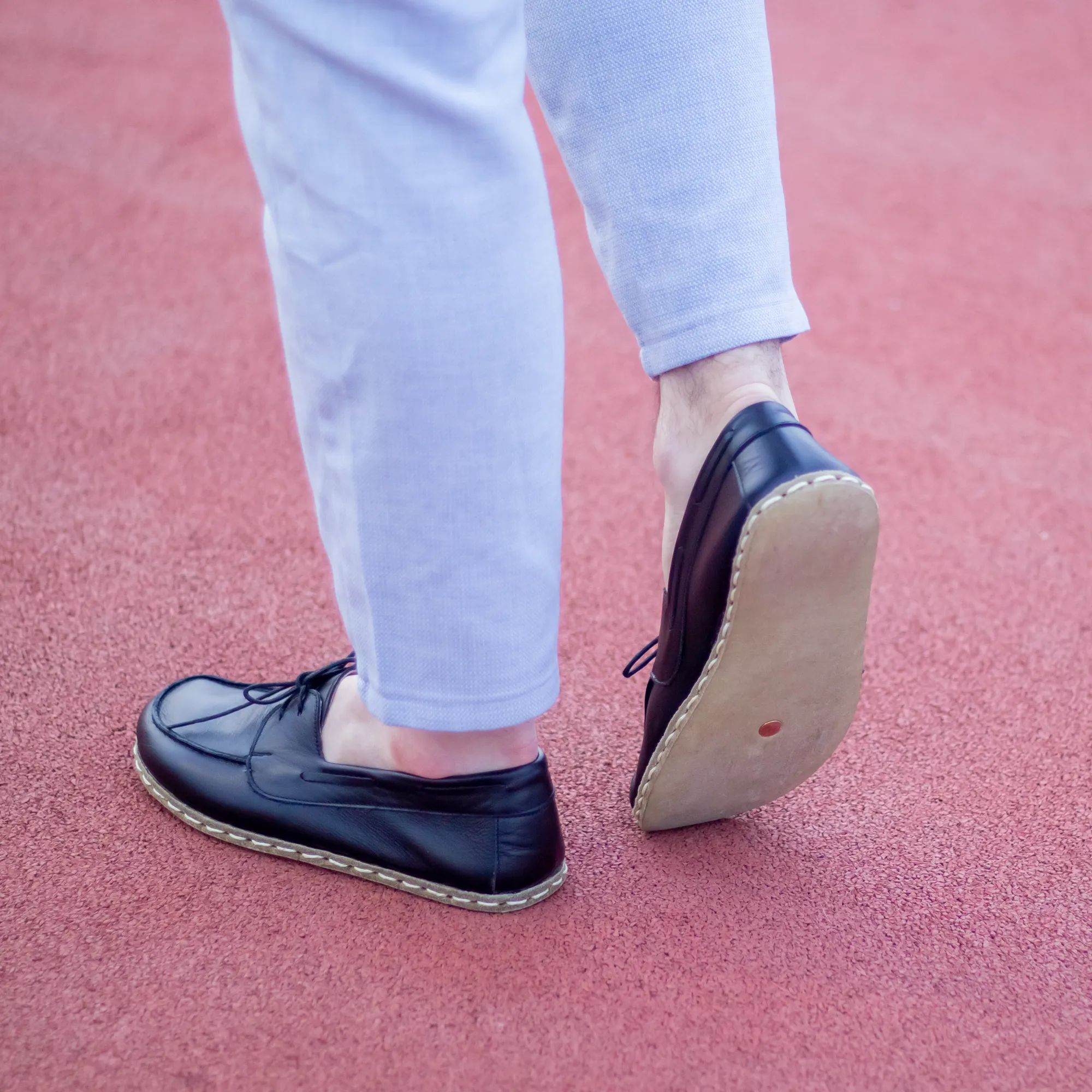 Black Men's Leather Earthing Barefoot Shoes