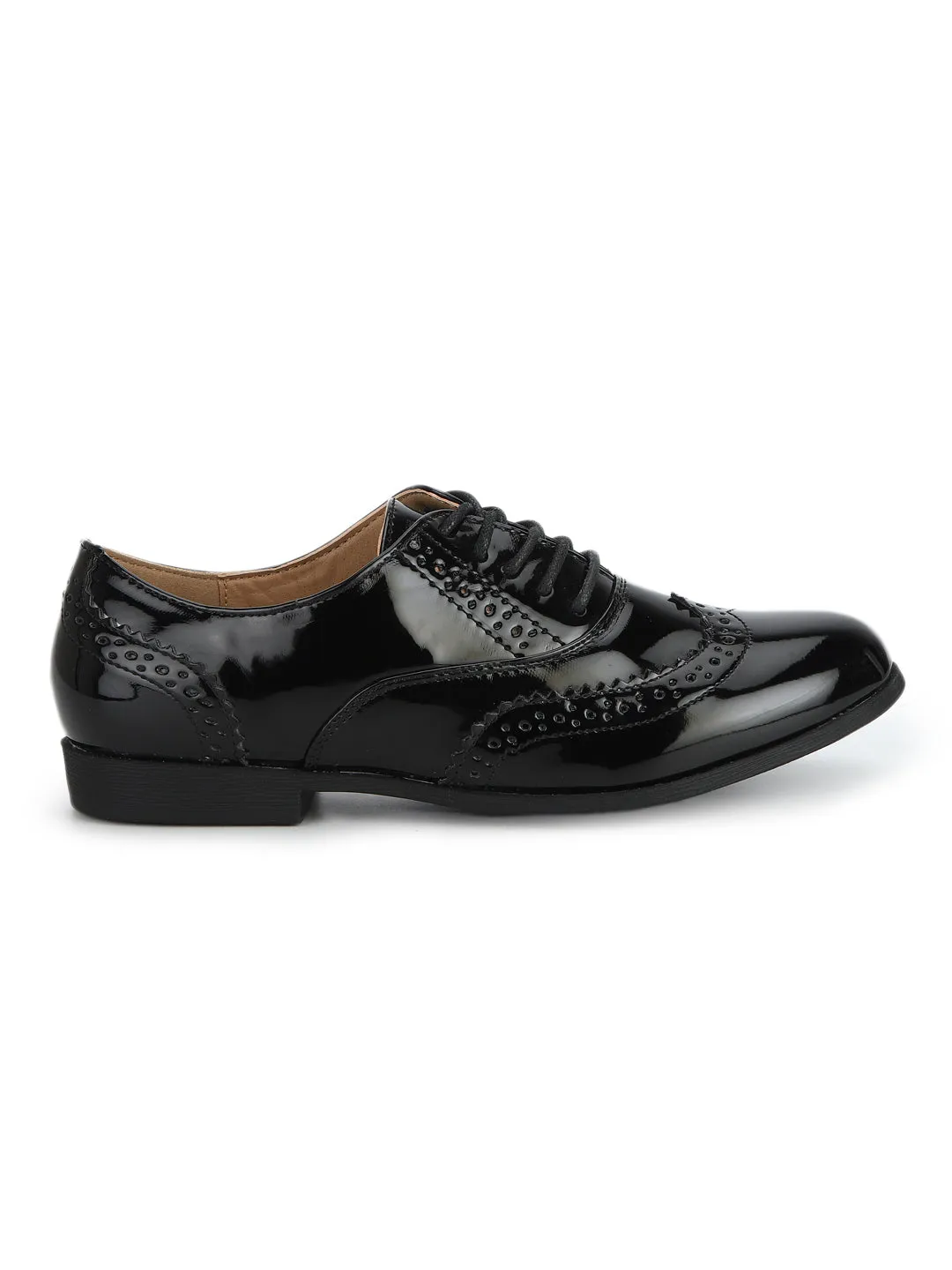 Black Pat Patterned Lace-up Brogues Sneakers