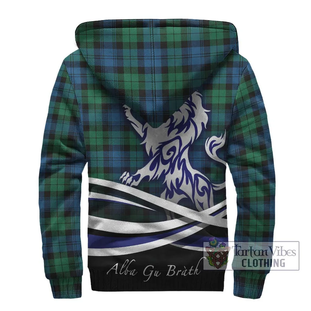 Black Watch Ancient Tartan Sherpa Hoodie with Alba Gu Brath Regal Lion Emblem