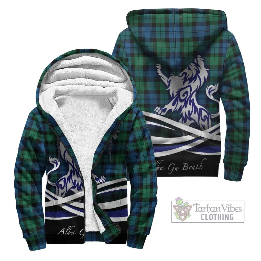 Black Watch Ancient Tartan Sherpa Hoodie with Alba Gu Brath Regal Lion Emblem