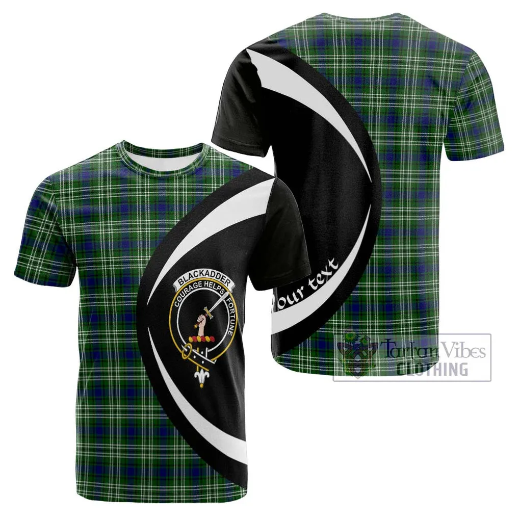 Blackadder Tartan Cotton T-shirt with Family Crest Circle Style