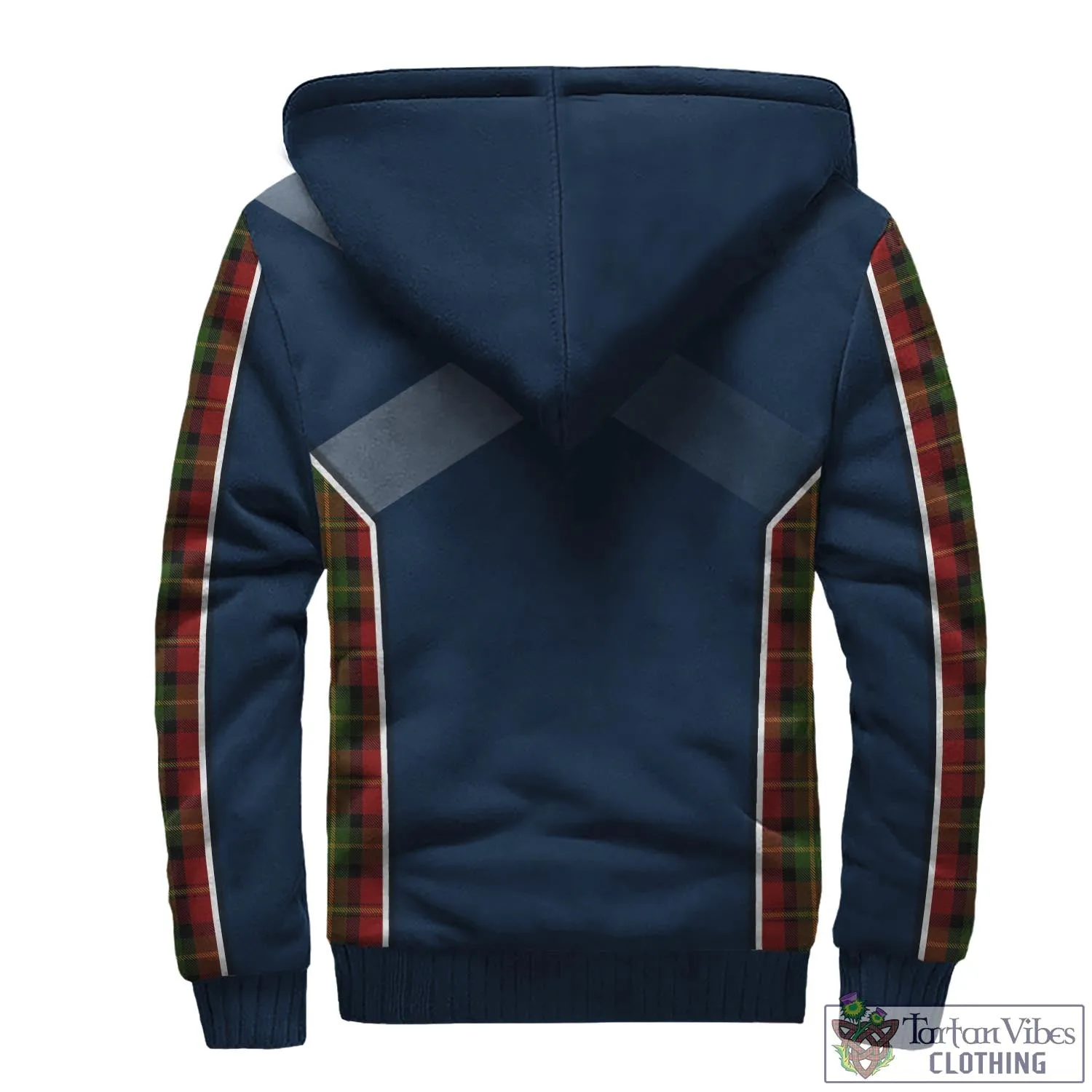 Blackstock Red Dress Tartan Sherpa Hoodie with Family Crest and Lion Rampant Vibes Sport Style