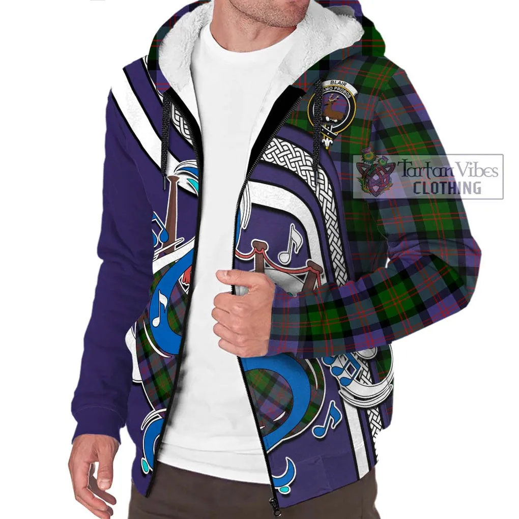 Blair Modern Tartan Sherpa Hoodie with Epic Bagpipe Style