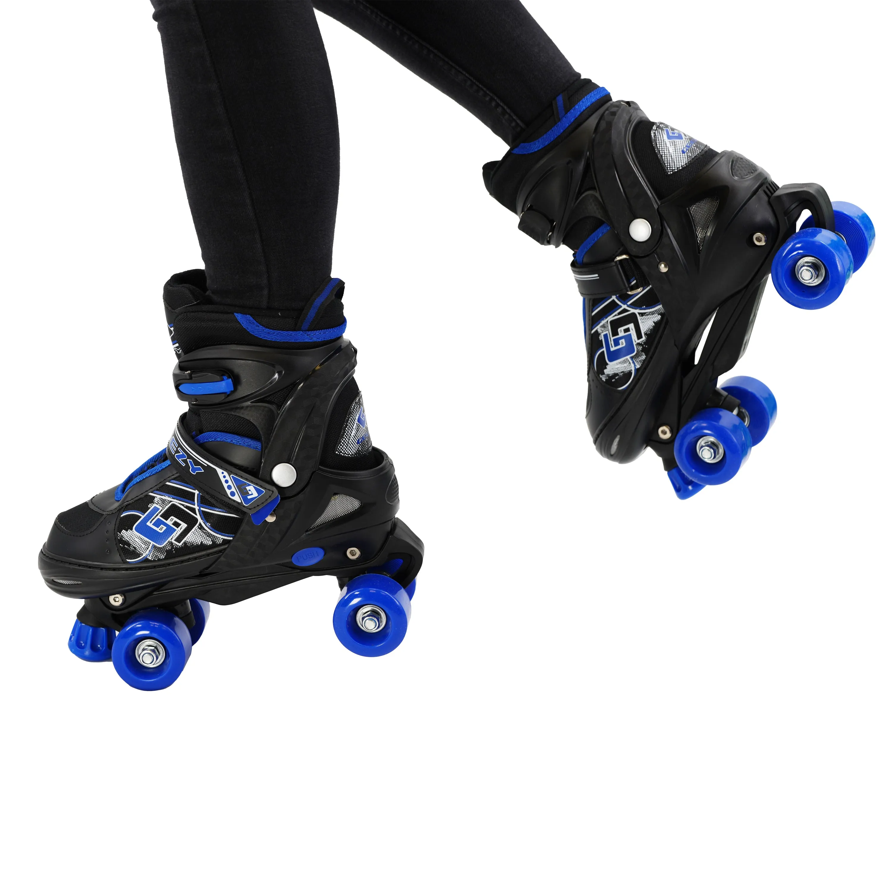 Blue and Black Roller Skates for Kids with 4 Wheel