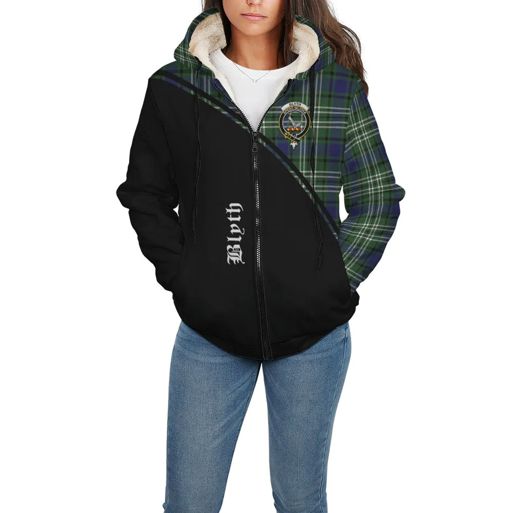 Blyth Tartan Sherpa Hoodie with Family Crest Curve Style