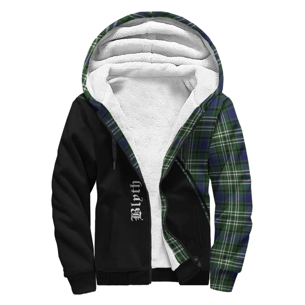 Blyth Tartan Sherpa Hoodie with Family Crest Curve Style