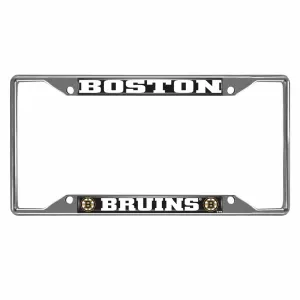 Boston Bruins Chrome Metal License Plate Frame, 6.25in x 12.25in