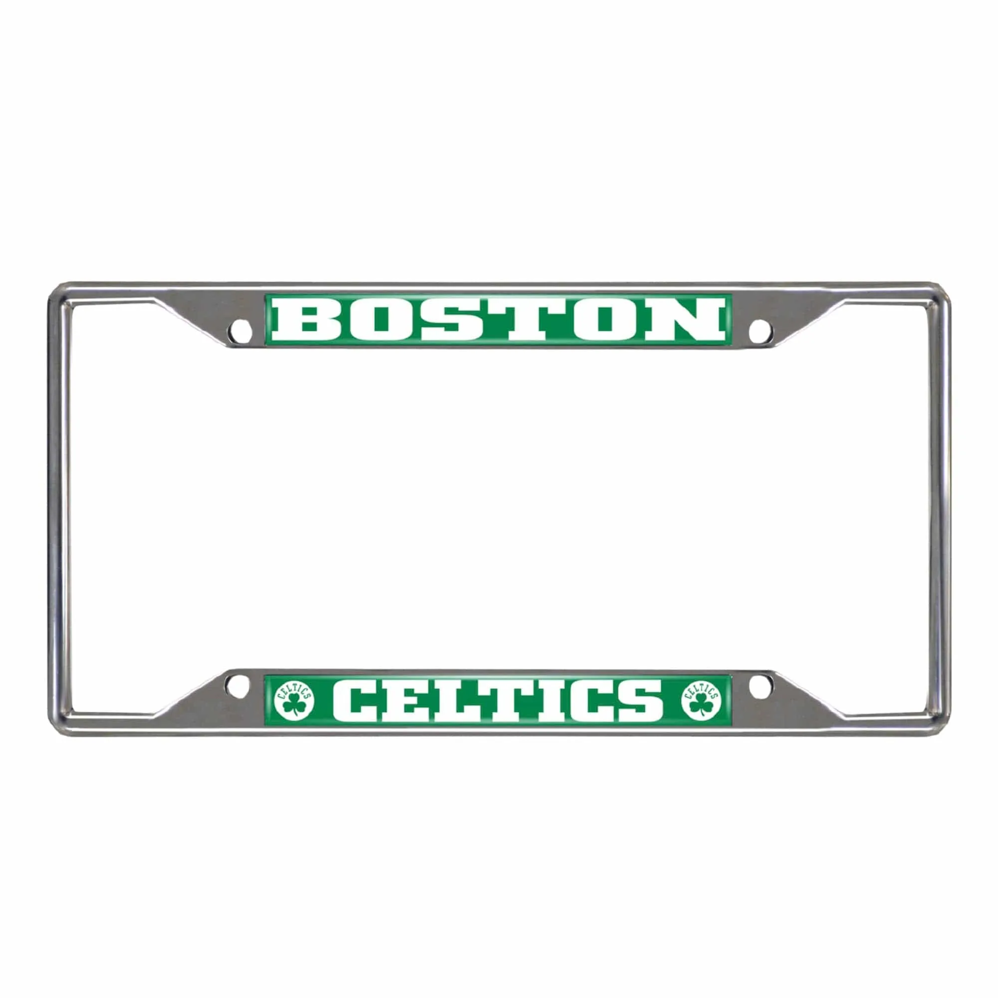 Boston Celtics Chrome Metal License Plate Frame, 6.25in x 12.25in