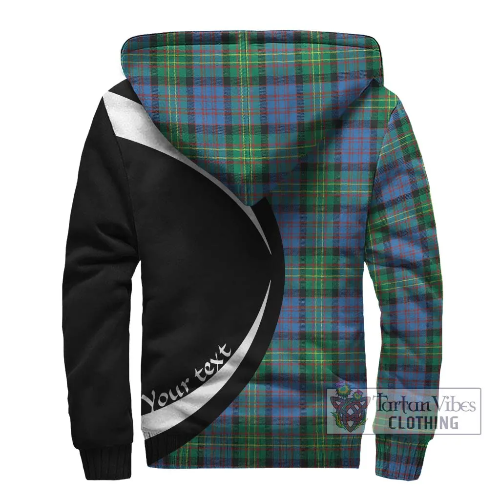 Bowie Ancient Tartan Sherpa Hoodie with Family Crest Circle Style