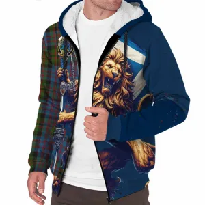 Bowie Tartan Family Crest Sherpa Hoodie with Scottish Majestic Lion