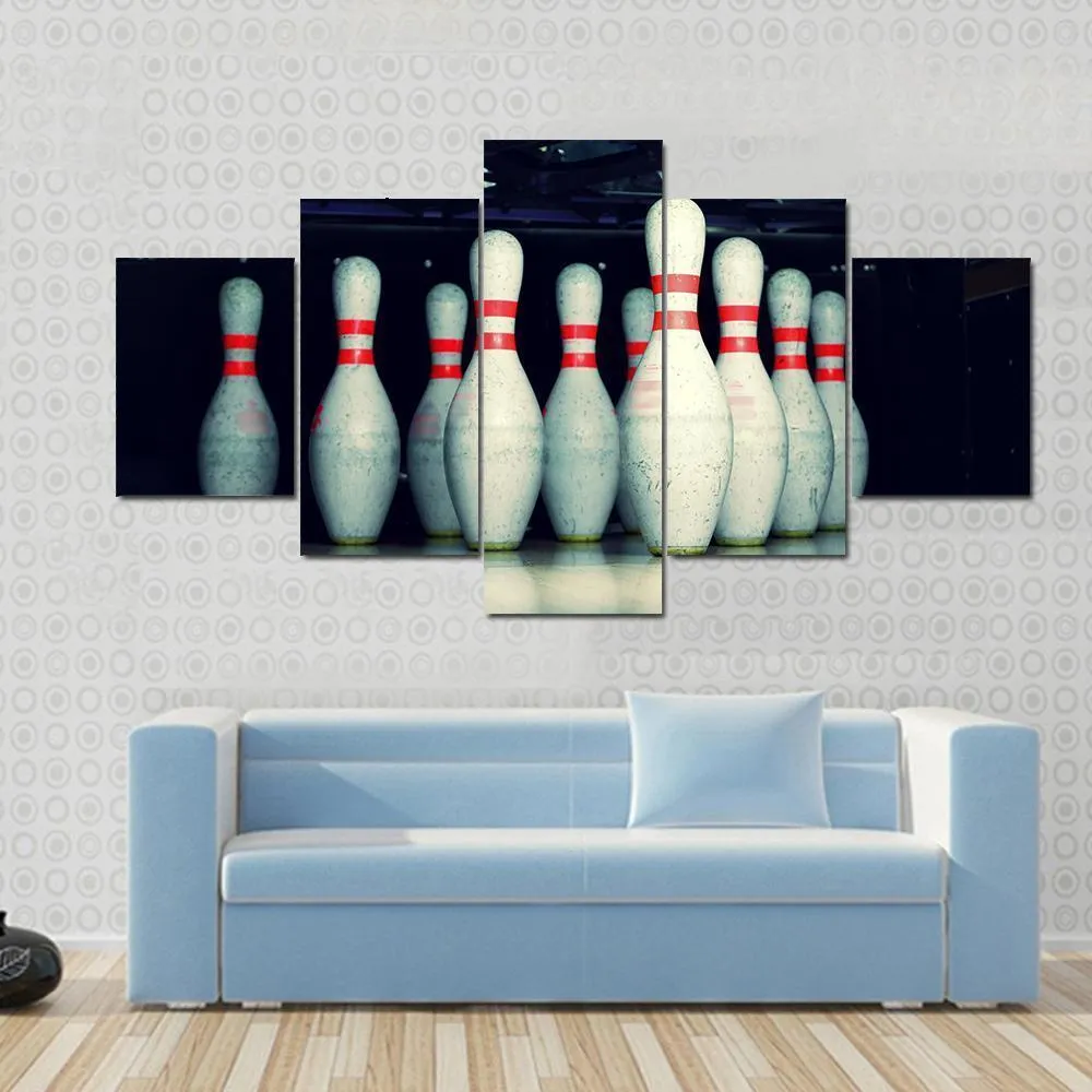 Bowling Pins Closeup Canvas Wall Art